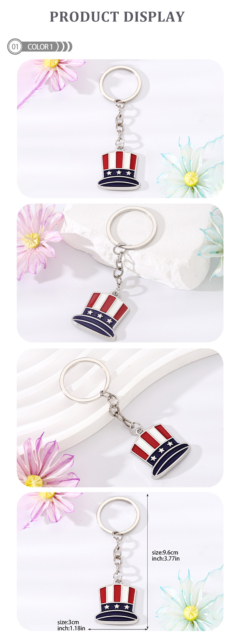Simple Style National Flag Heart Shape Alloy Enamel Inlay Rhinestones Bag Pendant Keychain display picture 2