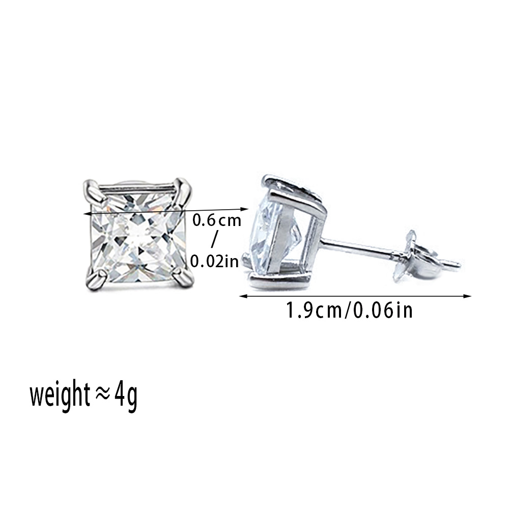 1 Pair Simple Style Square Plating Inlay Copper Zircon White Gold Plated Ear Studs display picture 3
