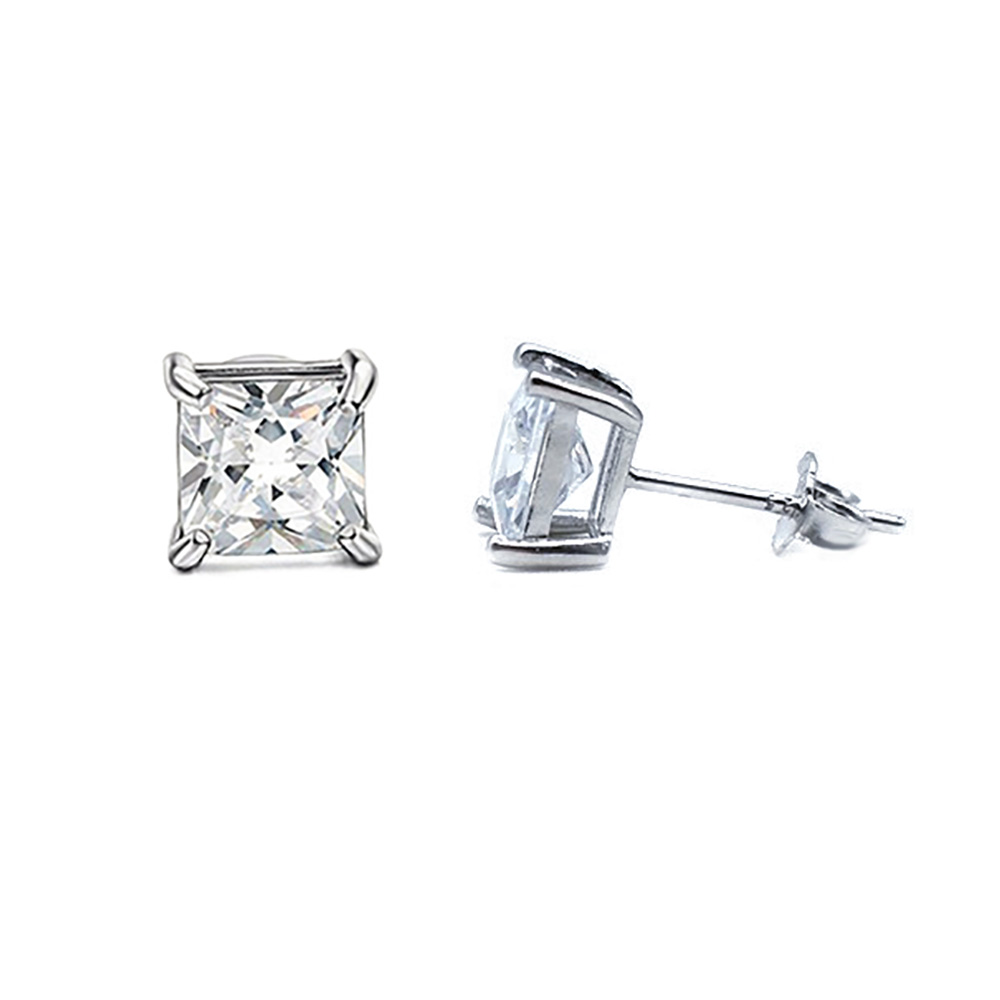 1 Paire Style Simple Carré Placage Incruster Le Cuivre Zircon Or Blanc Plaqué Boucles D'Oreilles display picture 2