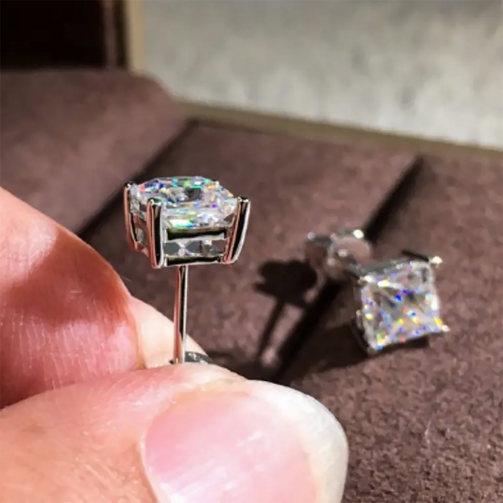 1 Pair Simple Style Square Plating Inlay Copper Zircon White Gold Plated Ear Studs display picture 4
