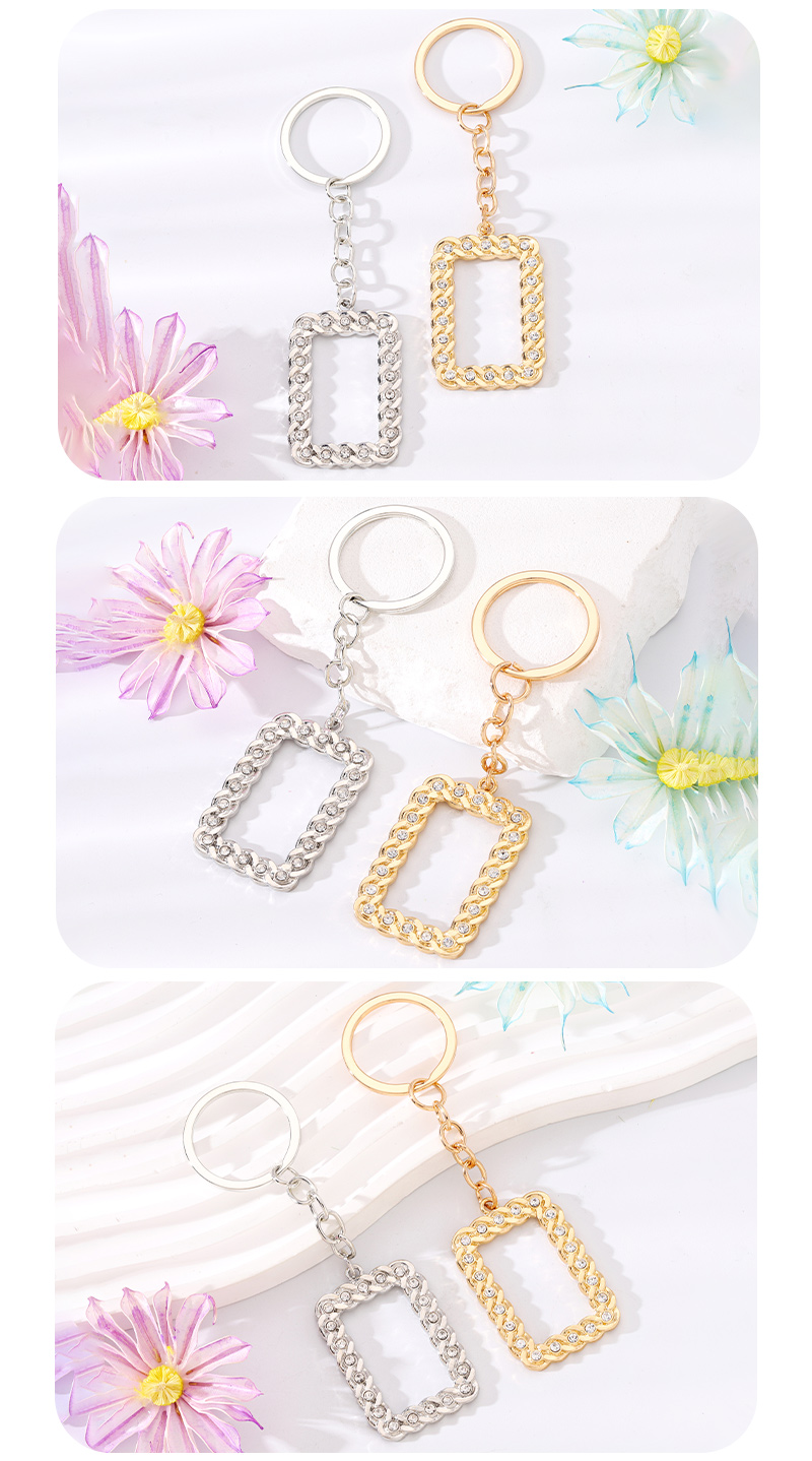 Casual Simple Style Rectangle Alloy Plating Inlay Rhinestones Bag Pendant Keychain display picture 4