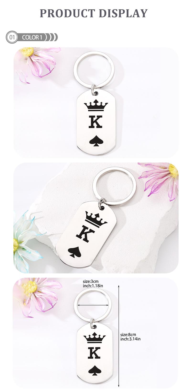 Simple Style Letter Crown Stainless Steel Bag Pendant Keychain display picture 2