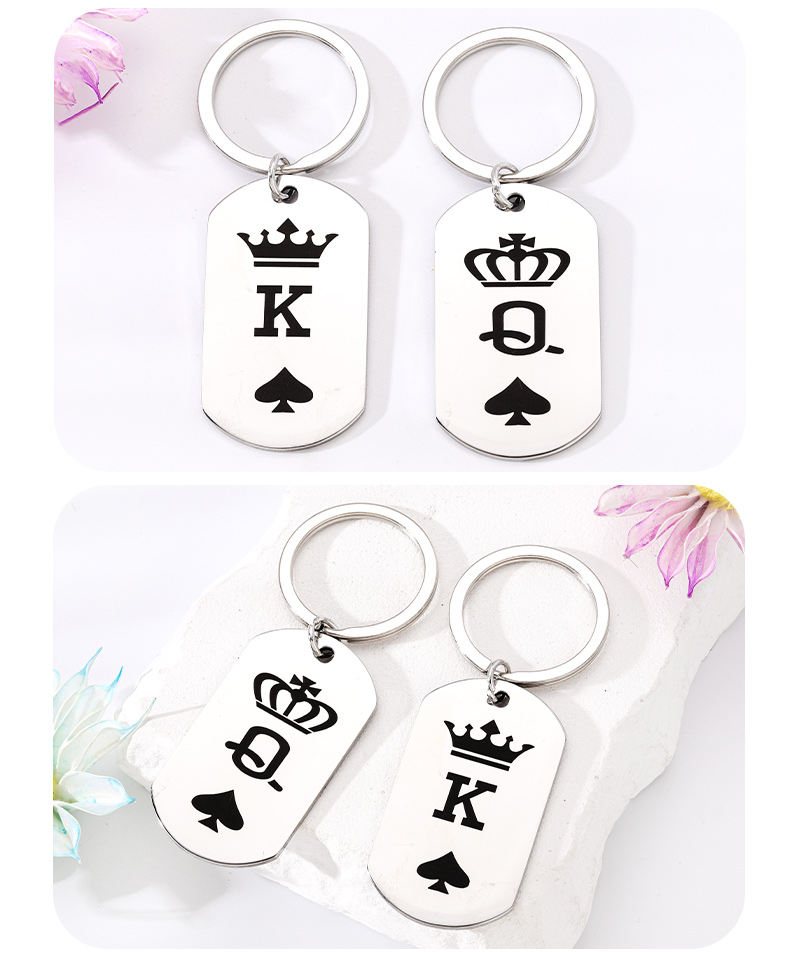 Simple Style Letter Crown Stainless Steel Bag Pendant Keychain display picture 4