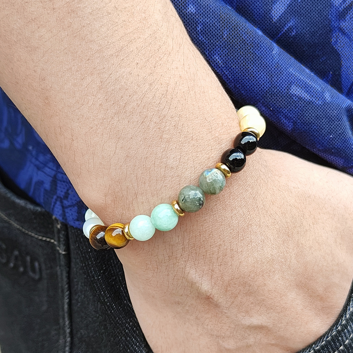 De Base Style Simple Rond Acier Inoxydable La Pierre Naturelle Bracelets En Masse display picture 5