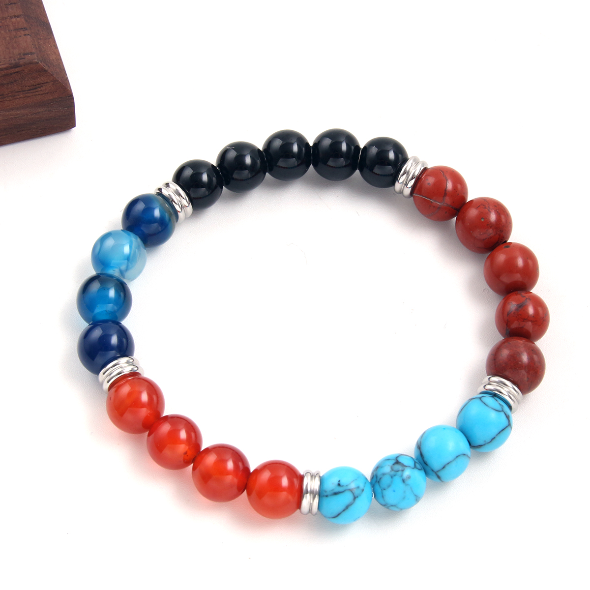 Simple Style Round Stainless Steel Natural Stone Bracelets In Bulk display picture 2