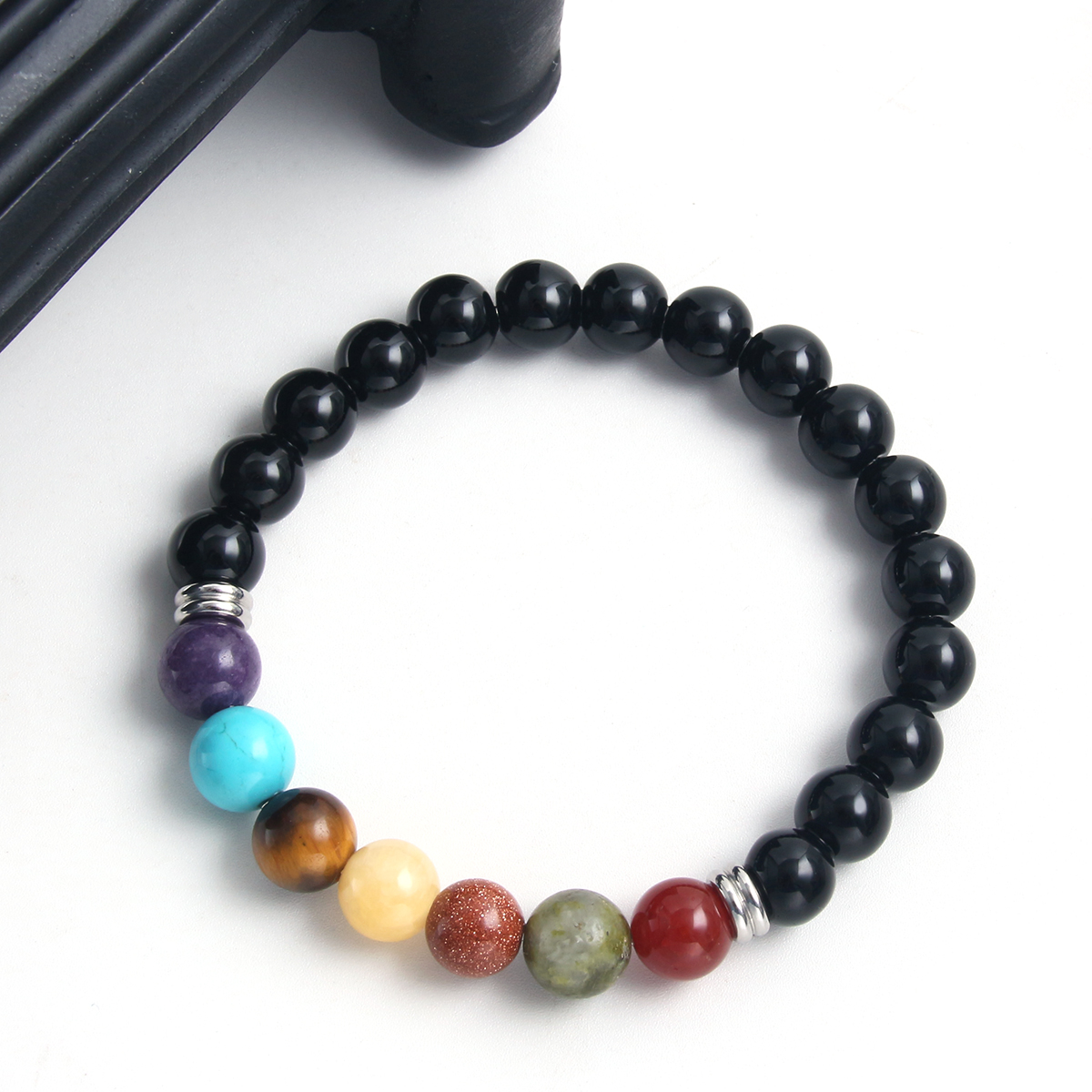 Simple Style Commute Round 304 Stainless Steel Natural Stone Beaded Unisex Bracelets display picture 1