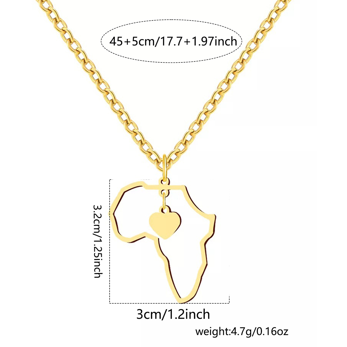 Simple Style Streetwear Map Heart Shape 304 Stainless Steel Asymmetrical Hollow Out 18K Gold Plated Unisex Pendant Necklace display picture 2
