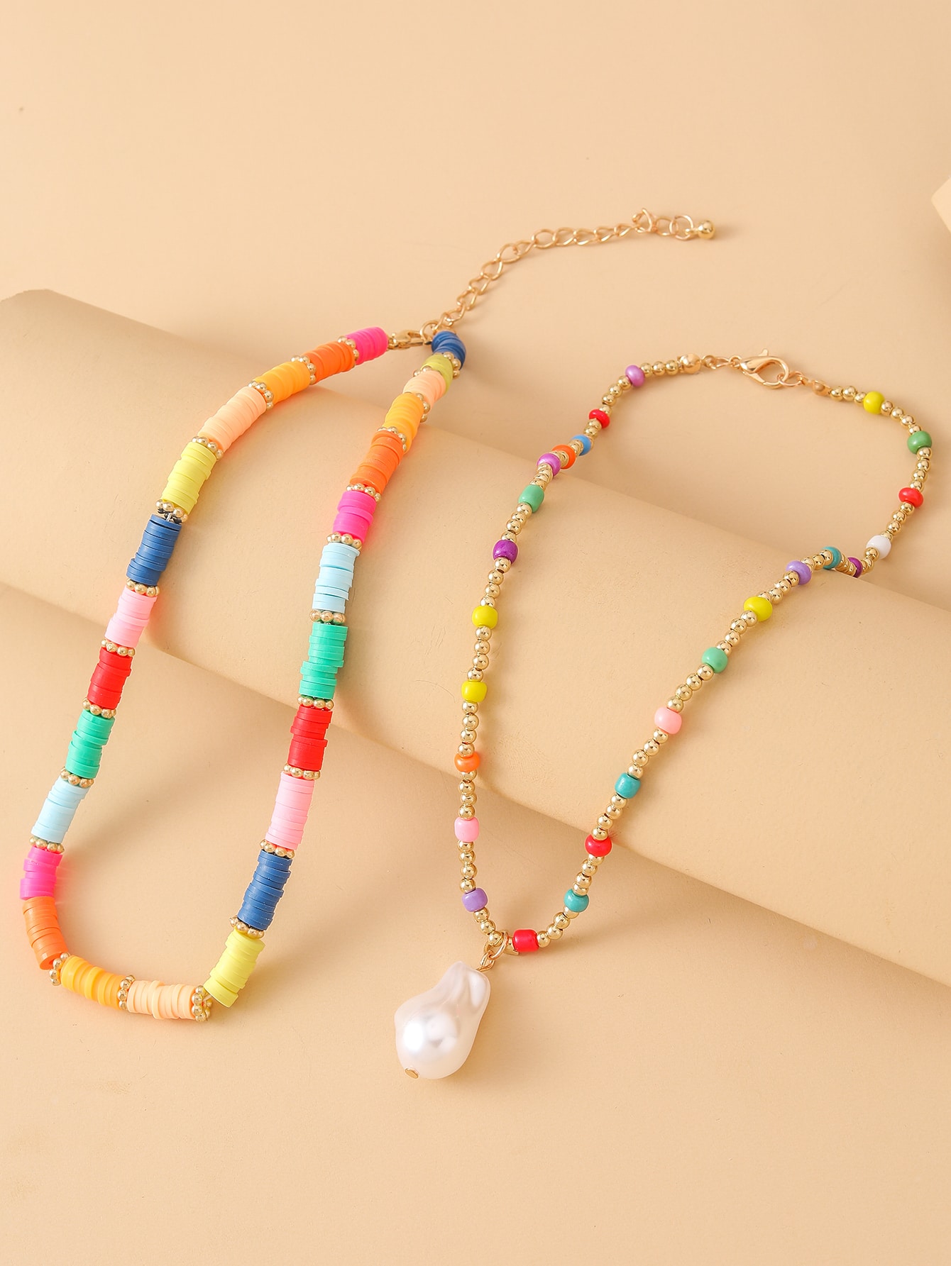 Hawaiian Vacation Beach Color Block Beaded Imitation Pearl Soft Clay Women's Necklace display picture 3
