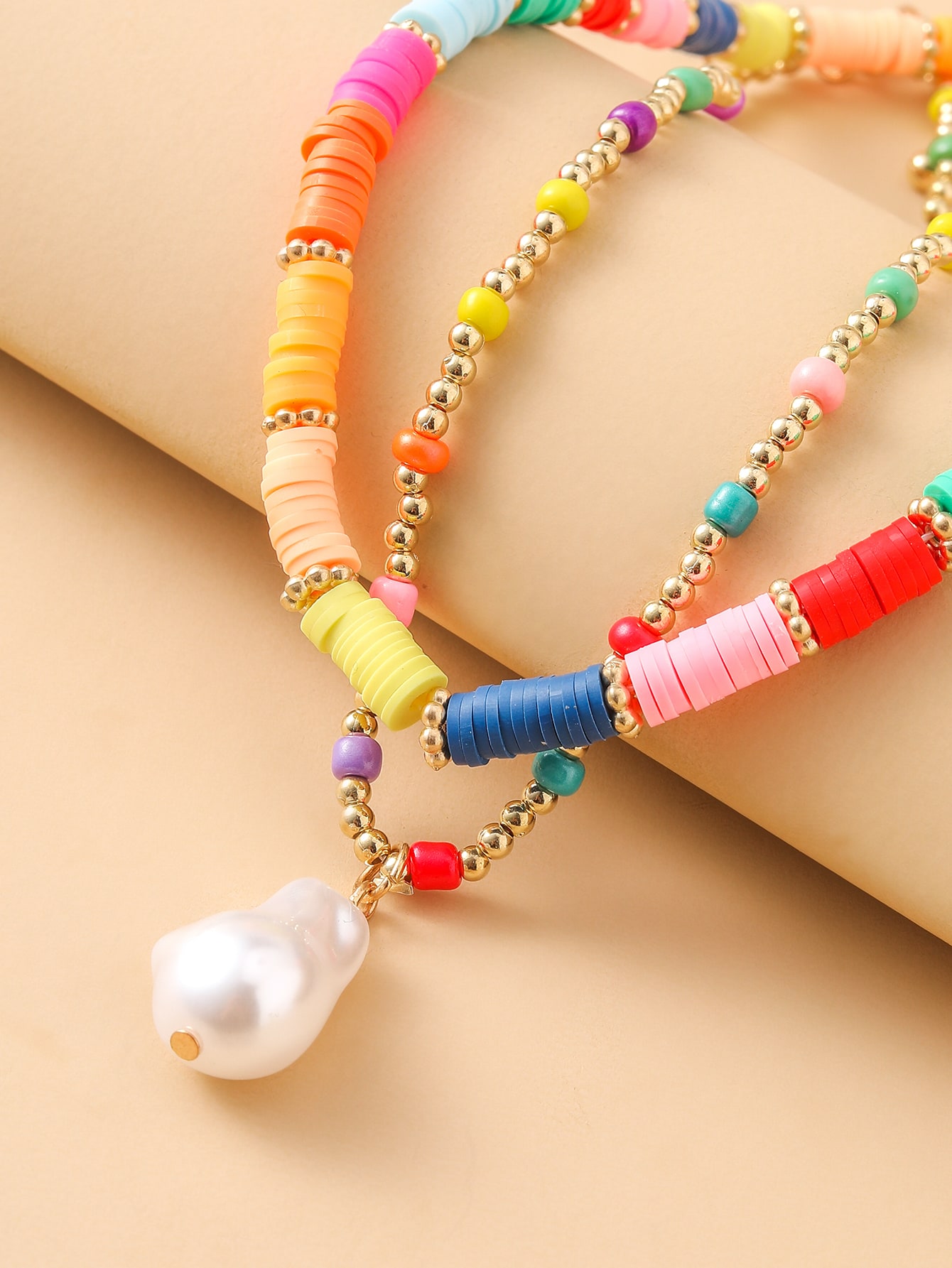 Hawaiian Vacation Beach Color Block Beaded Imitation Pearl Soft Clay Women's Necklace display picture 2