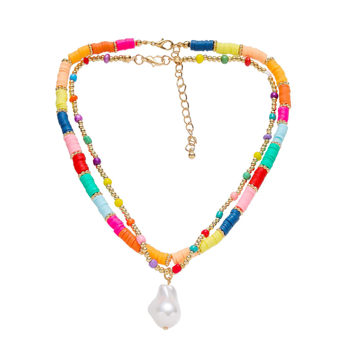 Hawaiian Vacation Beach Color Block Beaded Imitation Pearl Soft Clay Women's Necklace display picture 5