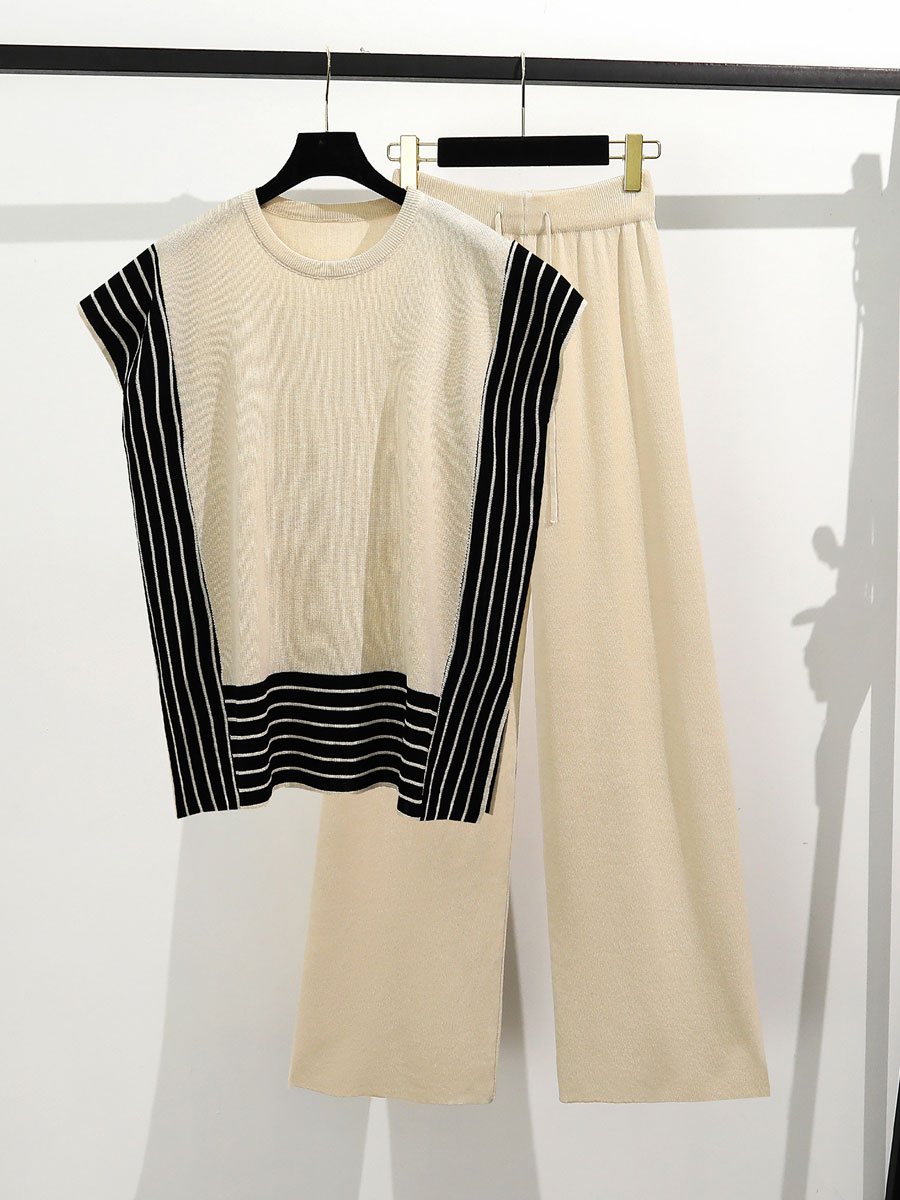 Täglich Frau Vintage-Stil Streifen Polyester Hosen-Sets Hosen-Sets display picture 3