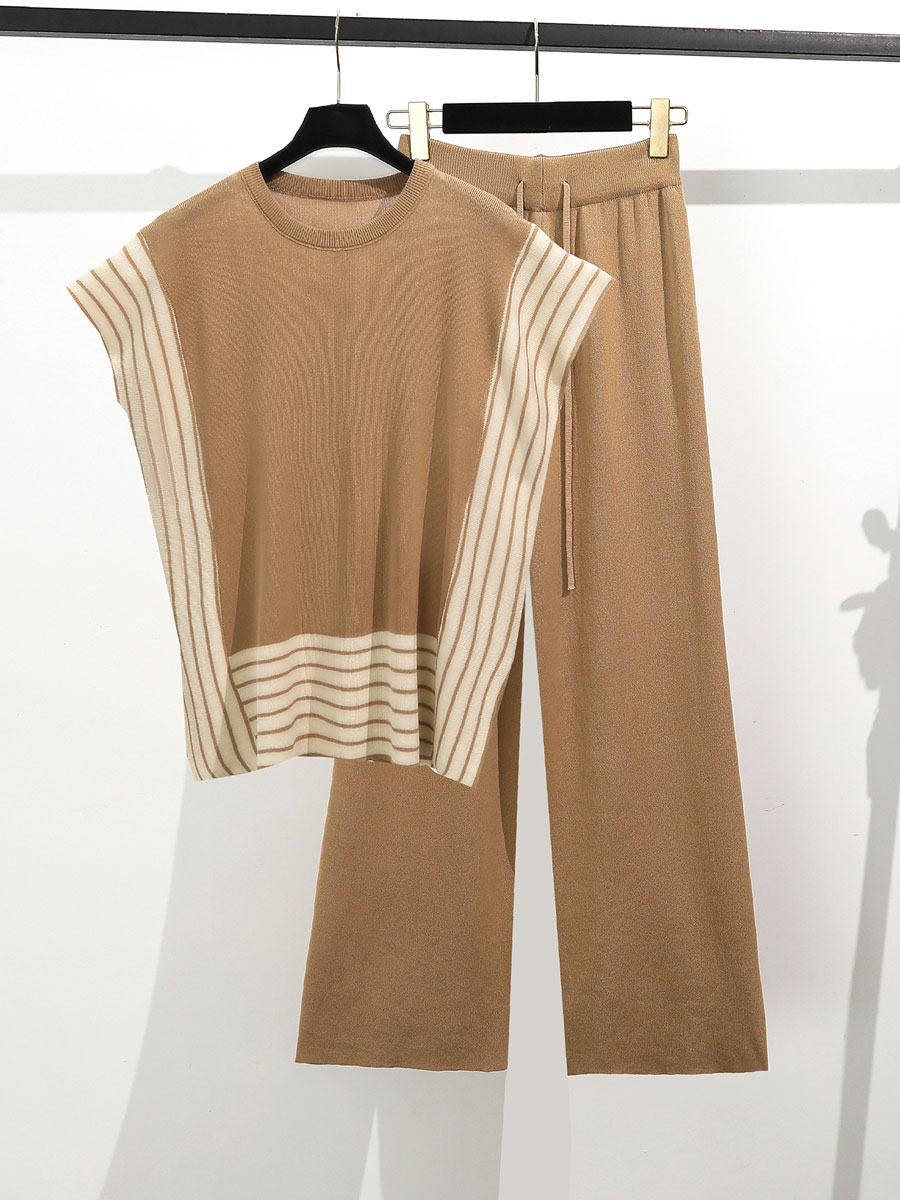 Täglich Frau Vintage-Stil Streifen Polyester Hosen-Sets Hosen-Sets display picture 2