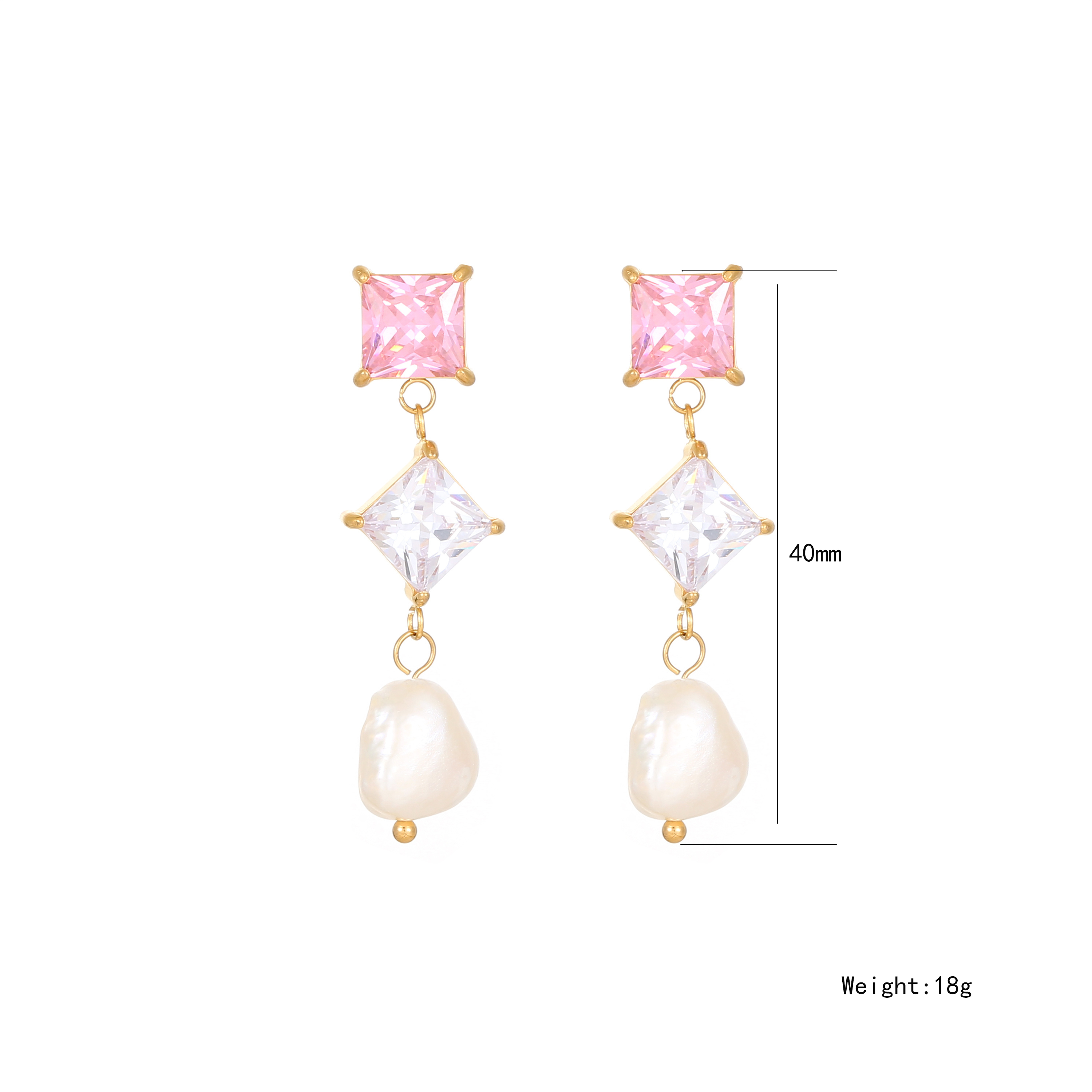 1 Pair Sweet Oval Water Droplets Rhombus Plating Inlay Stainless Steel Artificial Crystal Artificial Crystal Gold Plated Drop Earrings display picture 5