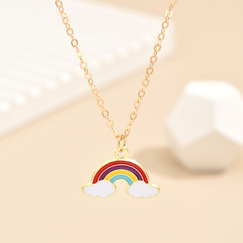 Simple Style Doctoral Cap Letter Rainbow Alloy Enamel Plating Women's Pendant Necklace display picture 7