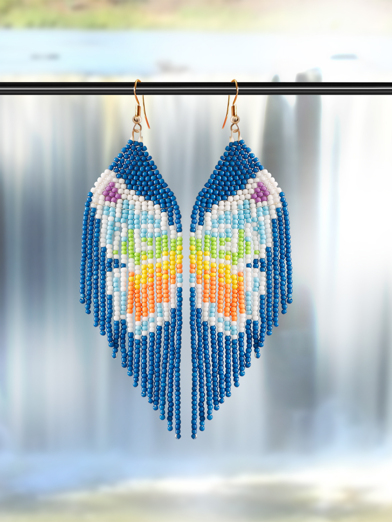 1 Pair Vacation Bohemian Butterfly Beaded Tassel Seed Bead Drop Earrings display picture 1