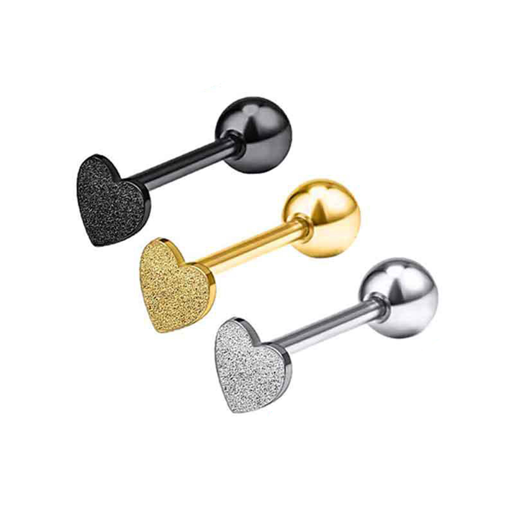 1 Piece Tongue Rings Romantic Sweet Heart Shape Stainless Steel Tongue Nail display picture 2