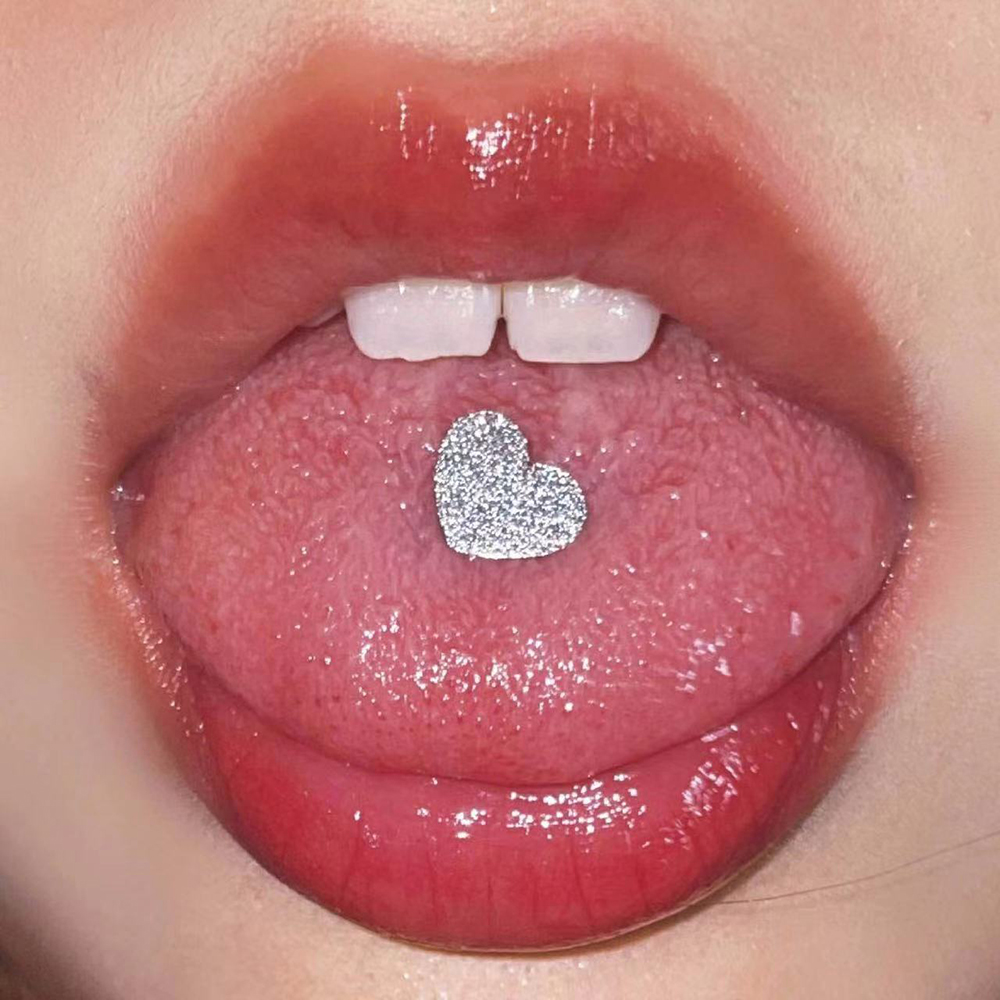 1 Piece Tongue Rings Romantic Sweet Heart Shape Stainless Steel Tongue Nail display picture 5