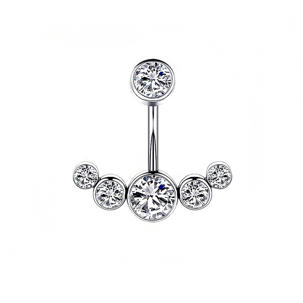 1 Piece Belly Rings Simple Style Round 304 Stainless Steel Inlay Zircon 18K Gold Plated display picture 2