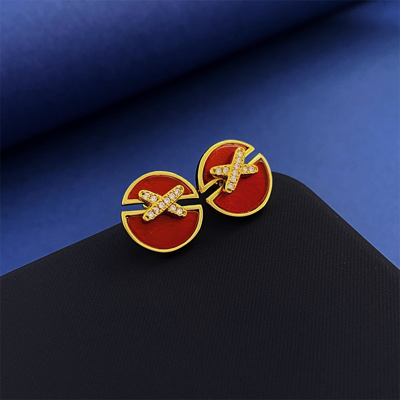Copper K Gold Plated Simple Style Commute Round Letter Inlay Zircon Earrings Necklace display picture 7