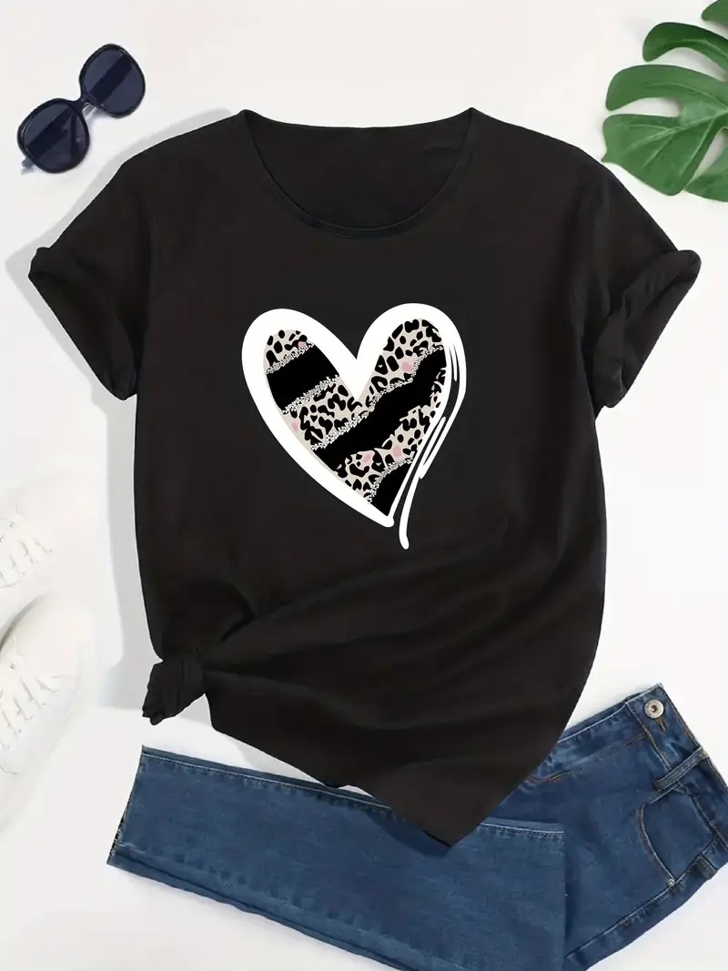 Femmes T-Shirt Manche Courte T-shirts Décontractée Style Classique Forme De Cœur display picture 1