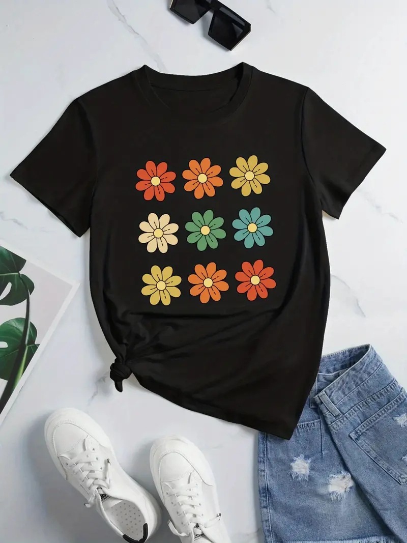 Women's T-shirt Short Sleeve T-Shirts Streetwear Flower display picture 1
