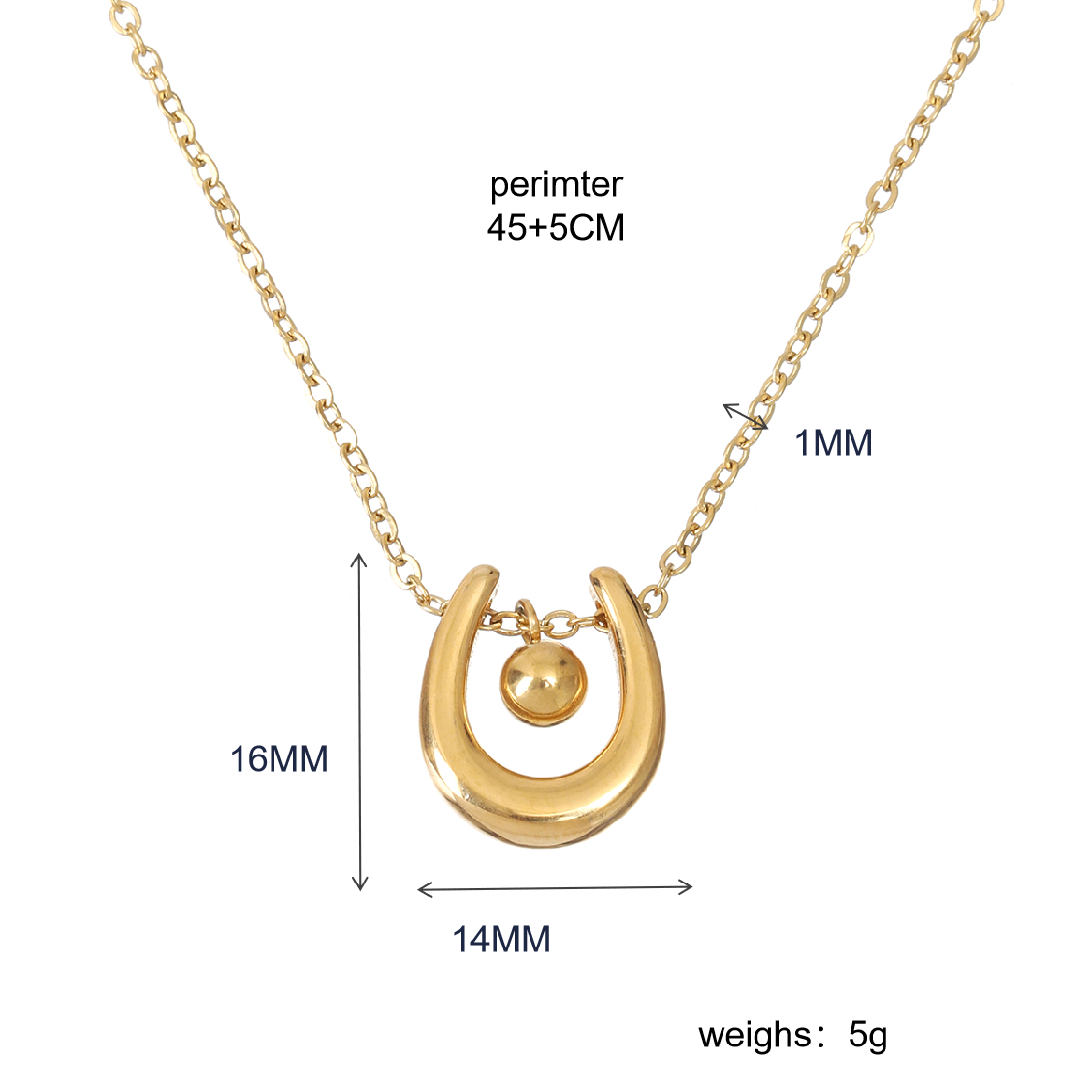 Stainless Steel Simple Style Classic Style U Shape Plating Pendant Necklace display picture 1