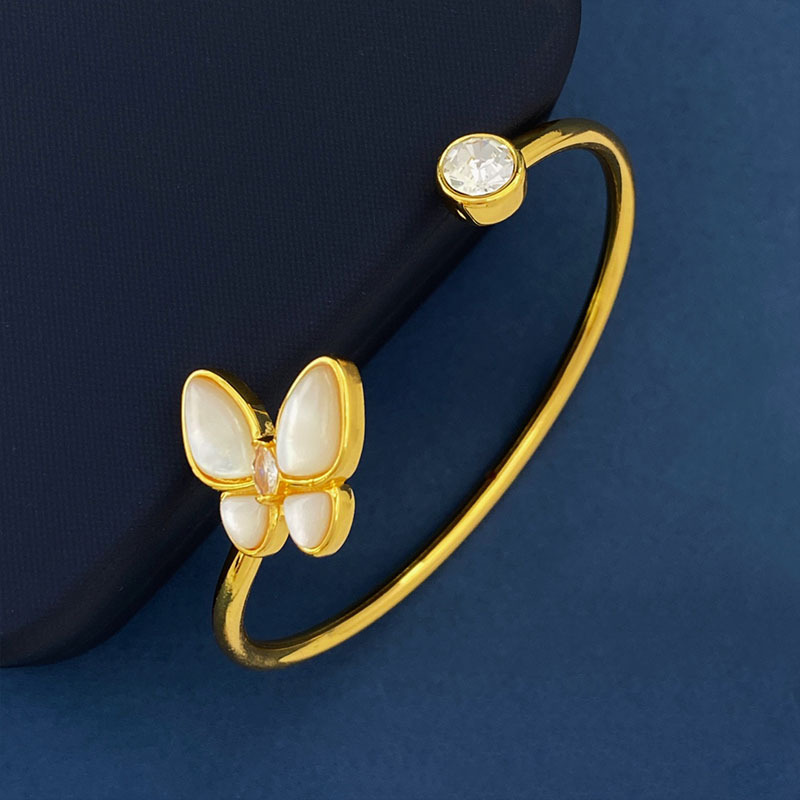 Copper 18K Gold Plated Commute Butterfly Inlay Zircon Bangle display picture 3