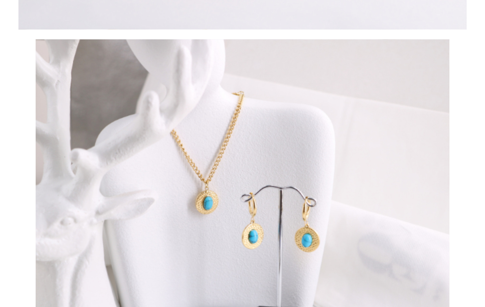 Titanium Steel Simple Style Classic Style Solid Color Inlay Turquoise Jewelry Set display picture 3