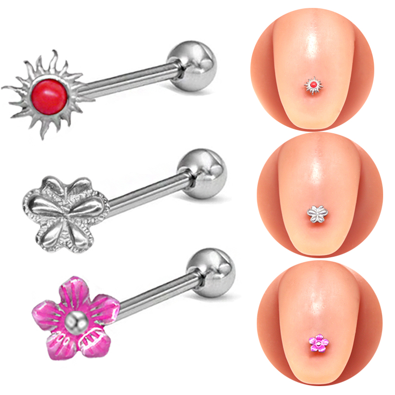 1 Piece Tongue Rings Hip-Hop Rock Ethnic Style Animal Fruit Butterfly Stainless Steel Copper Epoxy Inlay Acrylic Rhinestones White Gold Plated Tongue Rings display picture 15