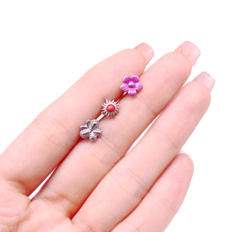 1 Piece Tongue Rings Hip-Hop Rock Ethnic Style Animal Fruit Butterfly Stainless Steel Copper Epoxy Inlay Acrylic Rhinestones White Gold Plated Tongue Rings display picture 4