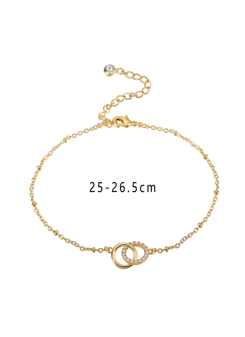 IG Style Simple Style Circle Heart Shape Grain Copper Inlay Zircon 18K Gold Plated Women's Anklet display picture 12