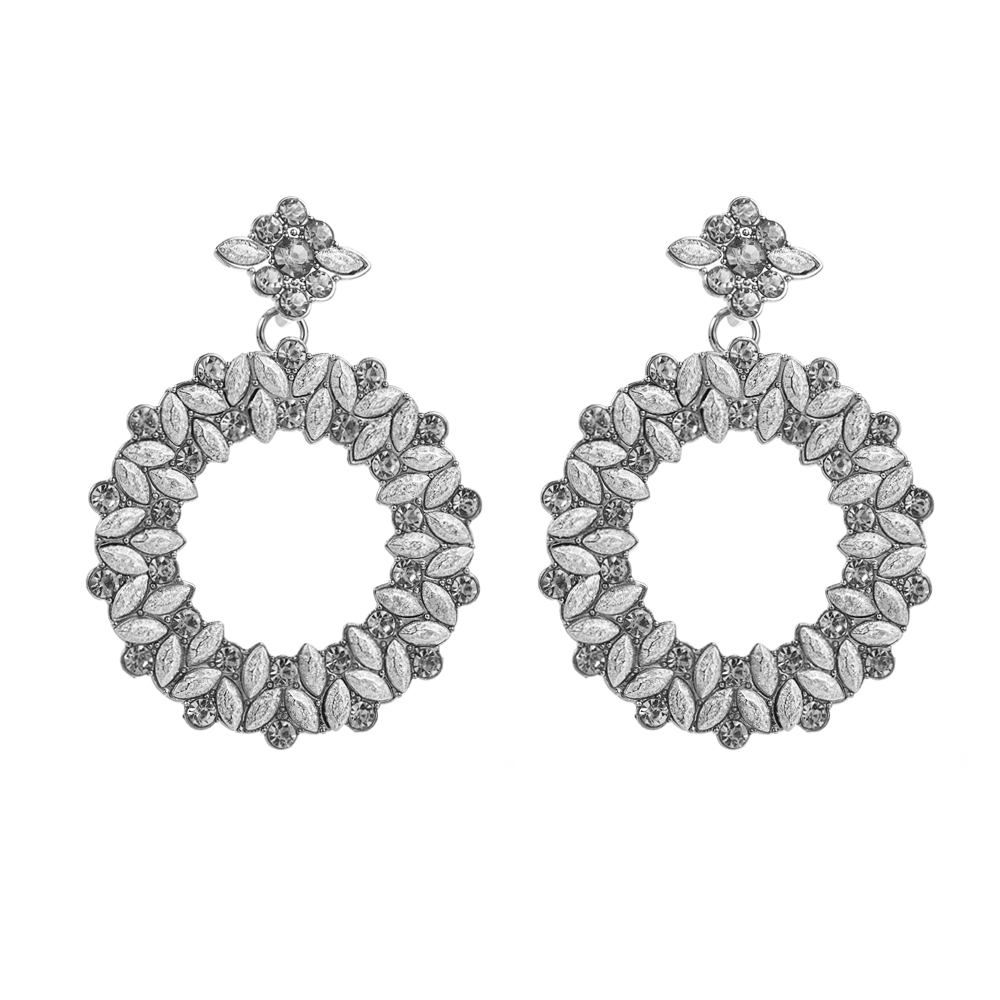 1 Pair Elegant Simple Style Circle Plating Inlay Alloy Rhinestones Drop Earrings display picture 8