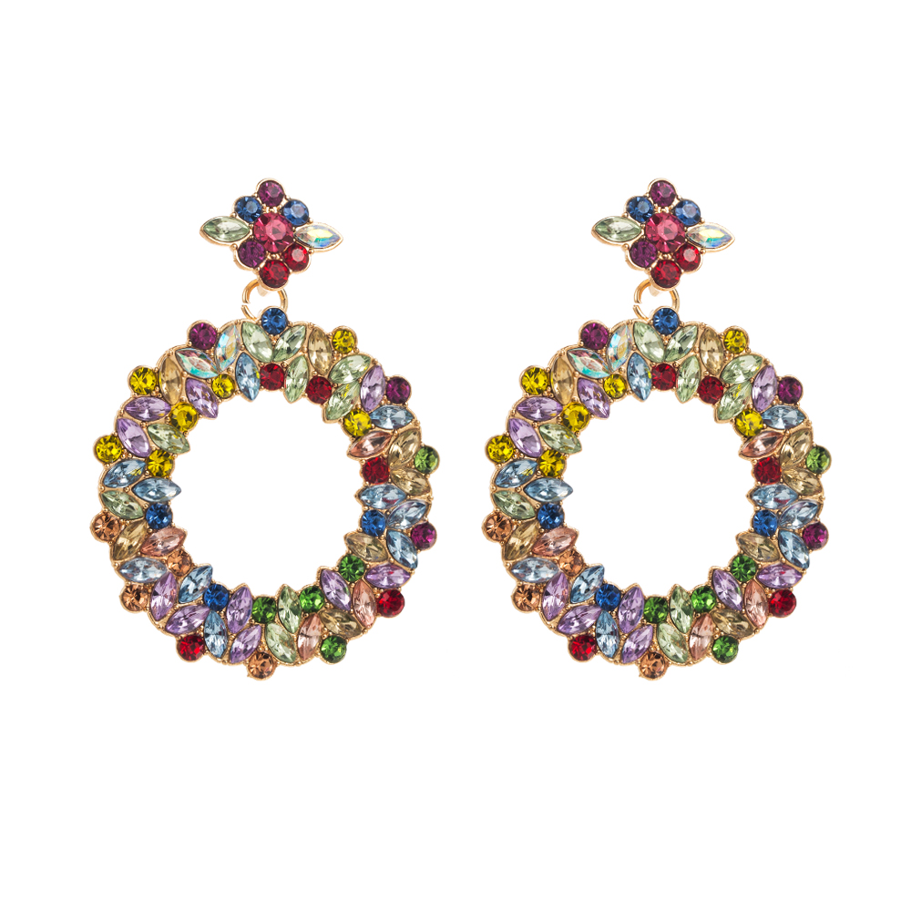1 Pair Elegant Simple Style Circle Plating Inlay Alloy Rhinestones Drop Earrings display picture 7