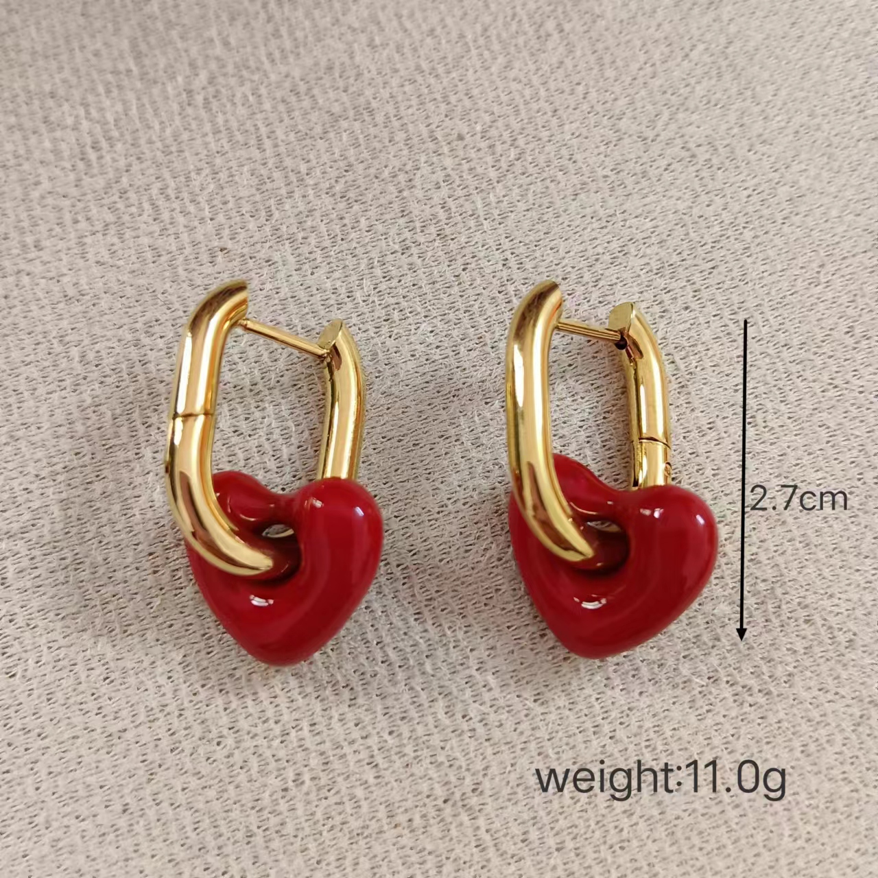 1 Pair Simple Style Classic Style Heart Shape Stainless Steel 18K Gold Plated Earrings display picture 4