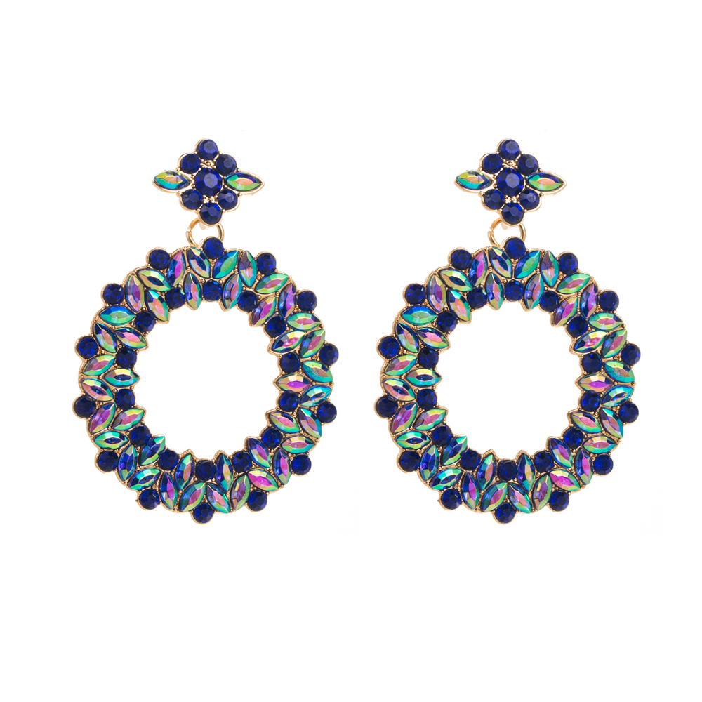 1 Pair Elegant Simple Style Circle Plating Inlay Alloy Rhinestones Drop Earrings display picture 6