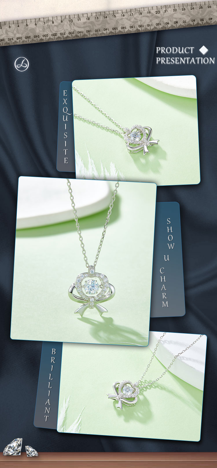 Sterling Silber IG-Stil Elegant Herzform GRA Inlay Moissanit Halskette Mit Anhänger display picture 4