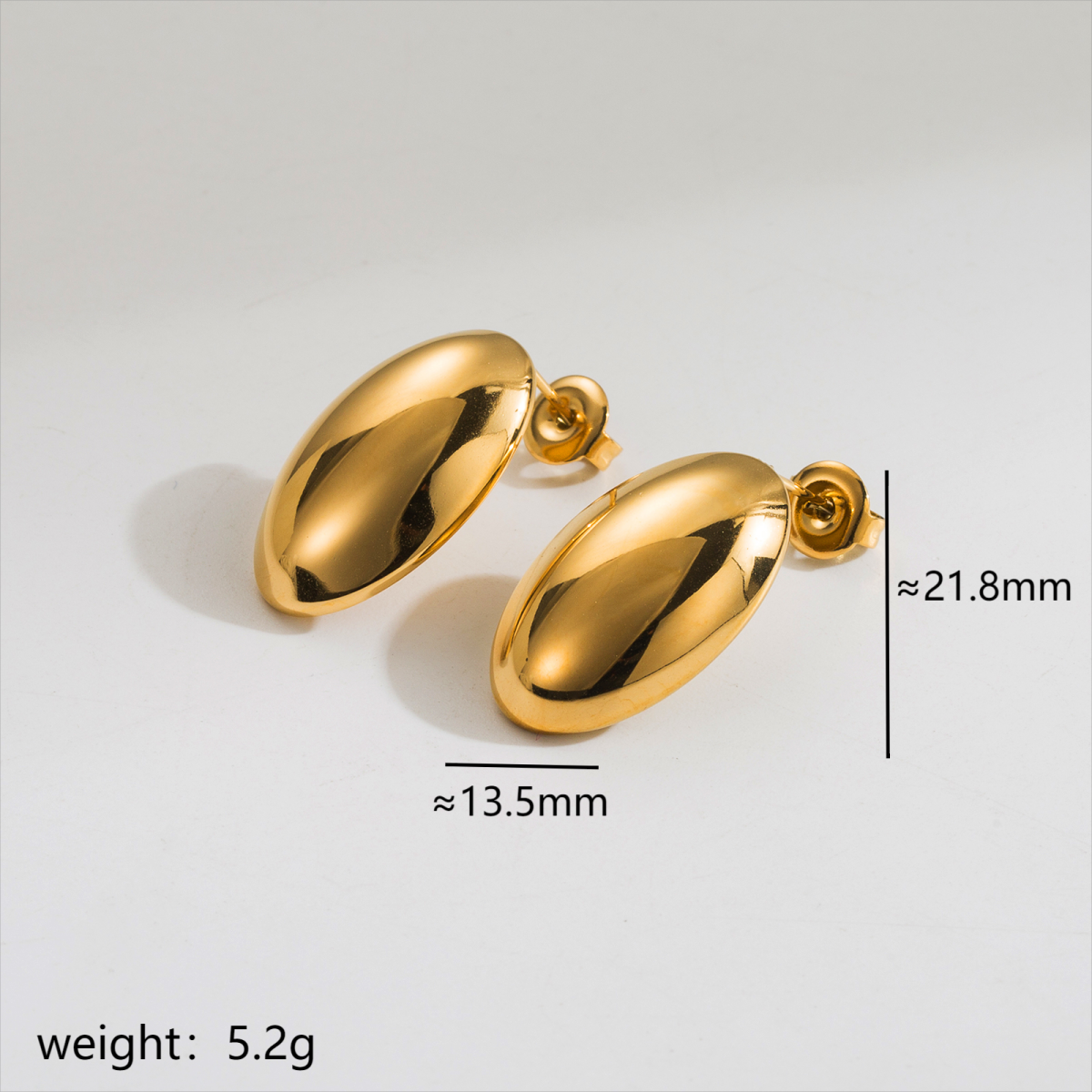 1 Pair Simple Style Oval Stainless Steel 18K Gold Plated Ear Studs display picture 2