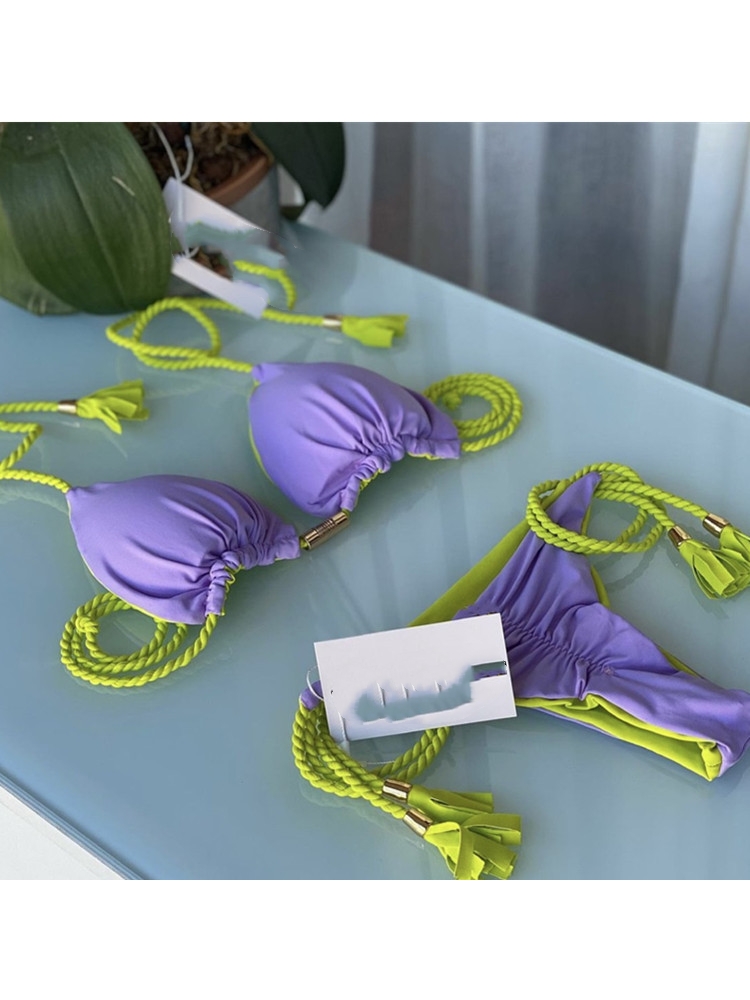 Frau Mehrfarbig 2-Teiliges Set Bikinis Bademode display picture 7