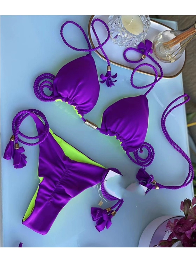 Mujeres Multicolor Juego De 2 Piezas Bikinis Traje De Baño display picture 11