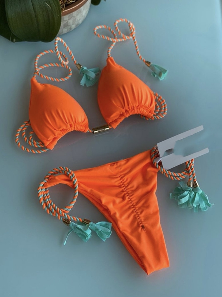 Frau Mehrfarbig 2-Teiliges Set Bikinis Bademode display picture 9