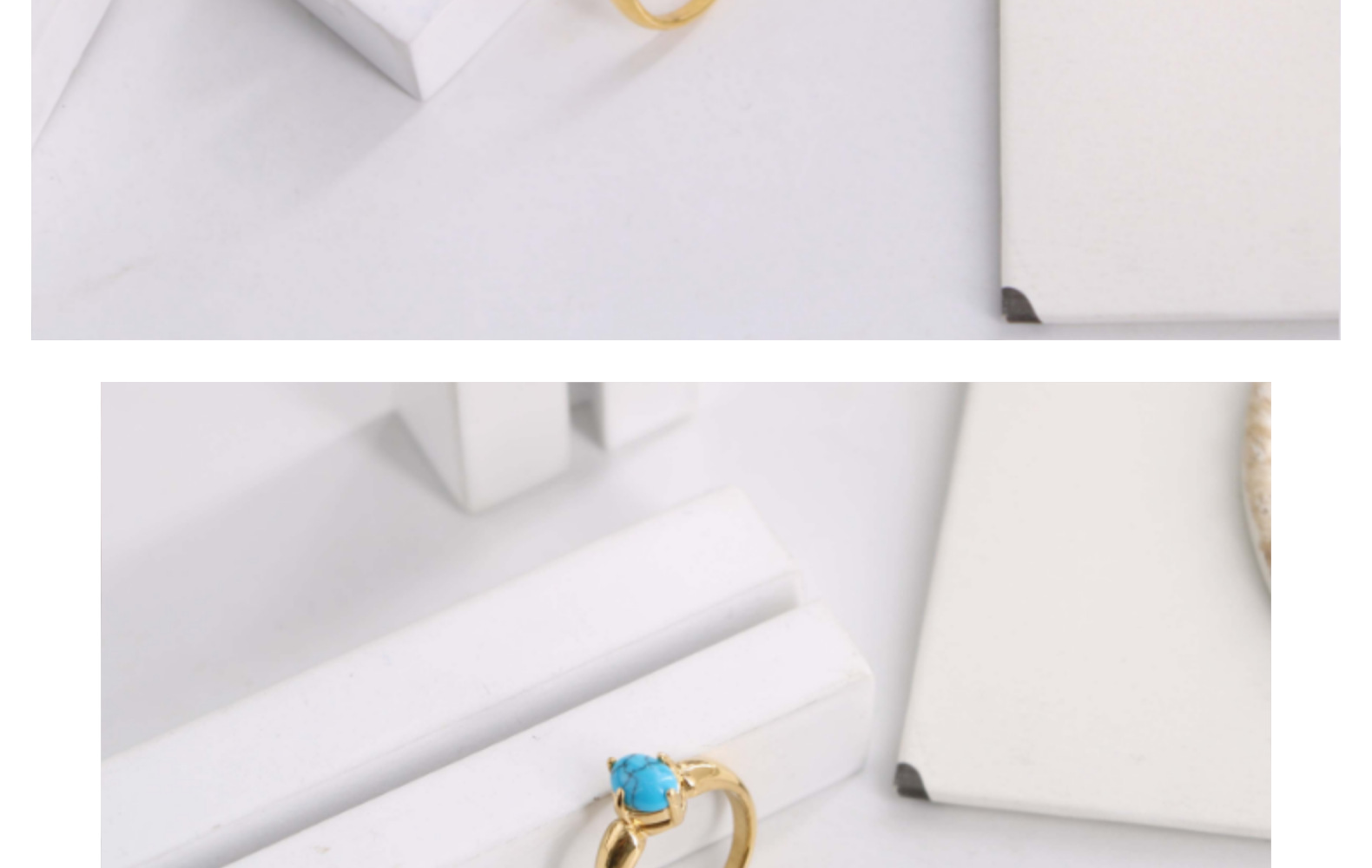 Stainless Steel Casual Simple Style Geometric Plating Inlay Turquoise Zircon Rings display picture 4
