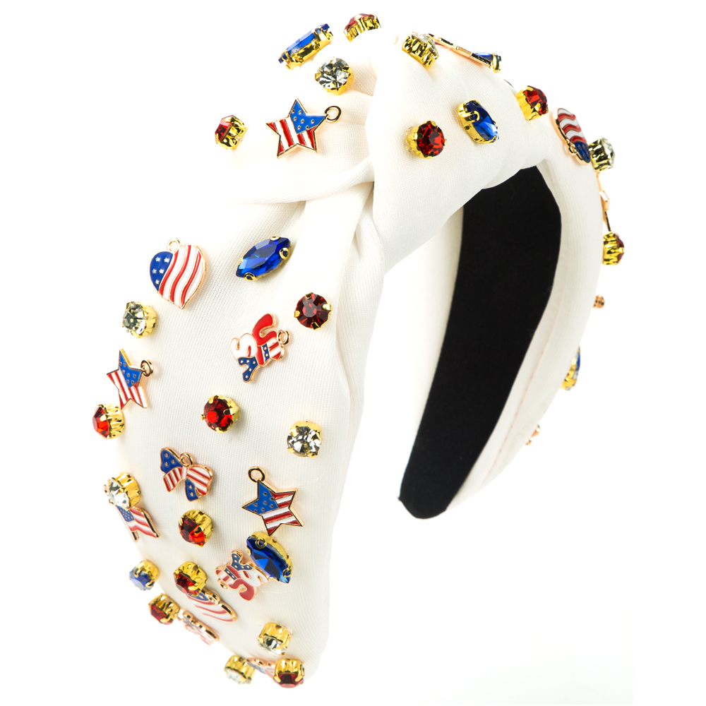Women's Casual Classic Style Star Knot American Flag Alloy Cloth Inlay Rhinestones Glass Hair Band display picture 4