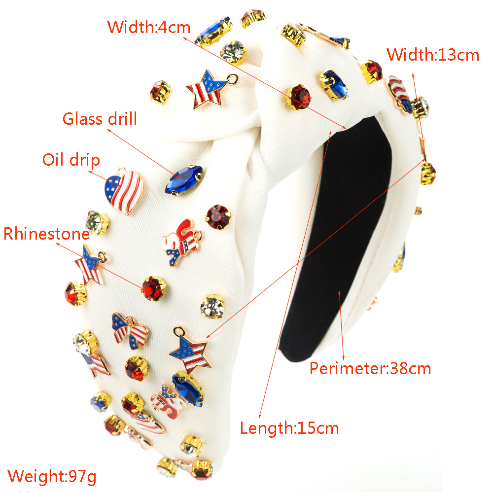 Women's Casual Classic Style Star Knot American Flag Alloy Cloth Inlay Rhinestones Glass Hair Band display picture 1