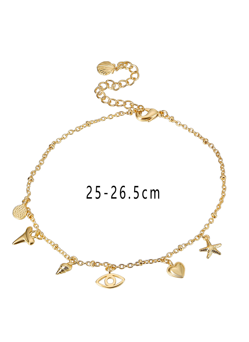 IG Style Simple Style Devil's Eye Heart Shape Fish Copper Hollow Out 18K Gold Plated Women's Anklet display picture 3