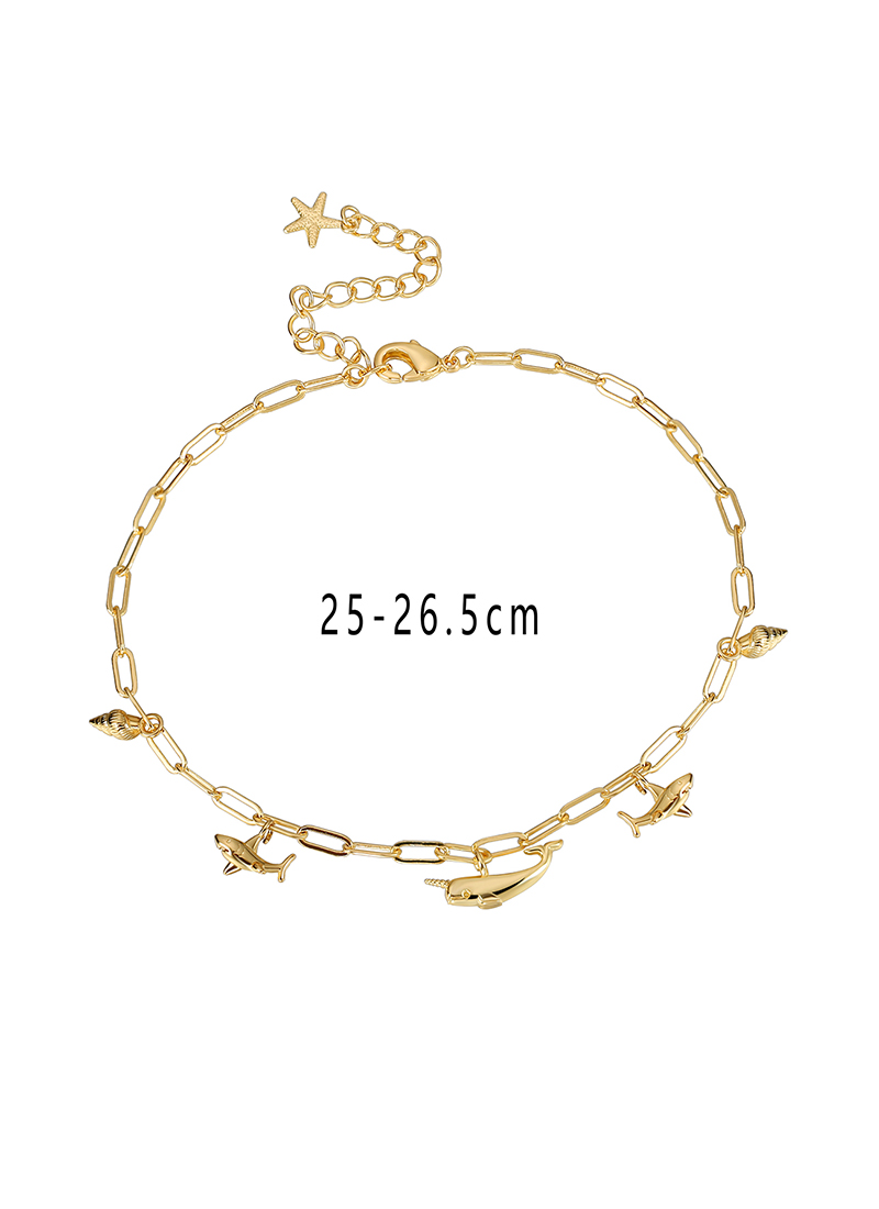 IG Style Simple Style Devil's Eye Heart Shape Fish Copper Hollow Out 18K Gold Plated Women's Anklet display picture 11