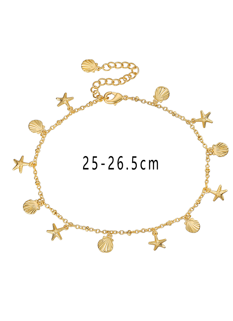 Casual Simple Style Starfish Solid Color Shell Copper 18K Gold Plated Women's Anklet display picture 5