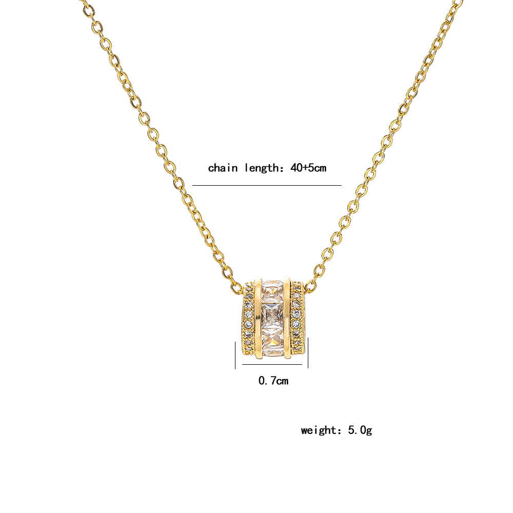 304 Stainless Steel Copper 18K Gold Plated Glam Luxurious Plating Inlay Solid Color Diamond Pendant Necklace display picture 2