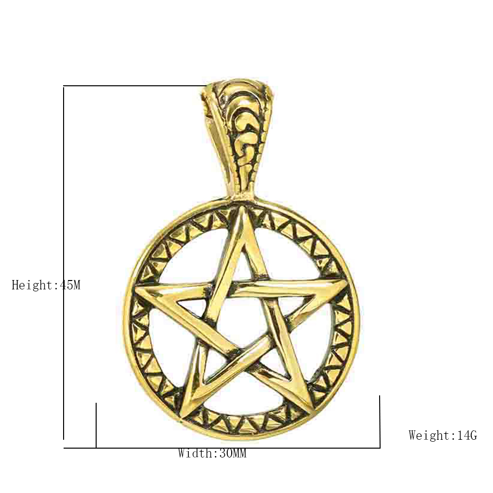 Stainless Steel Hip-Hop Round Star Pendant Necklace display picture 1