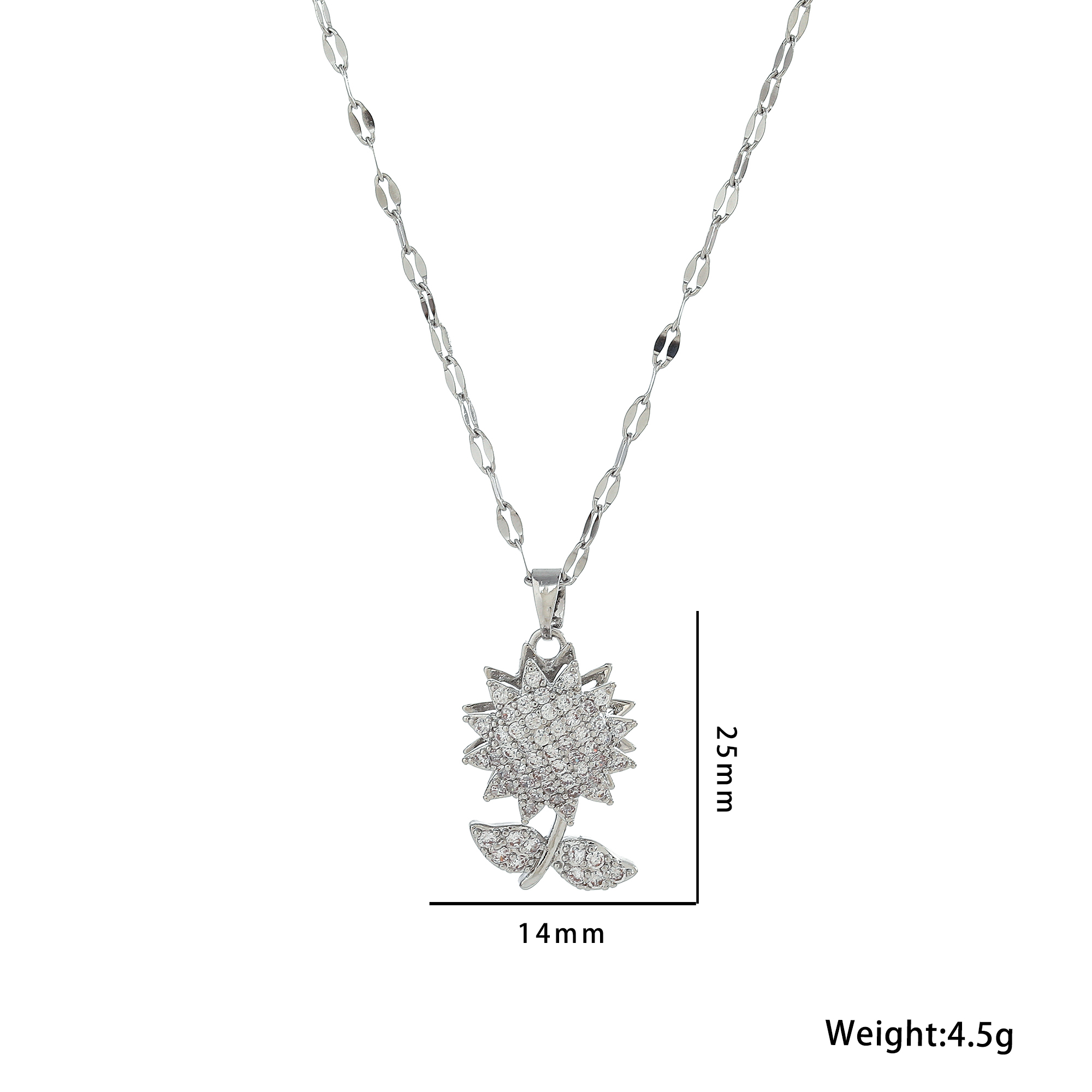 Stainless Steel 18K Gold Plated Shiny Sunflower Inlay Zircon Pendant Necklace display picture 1