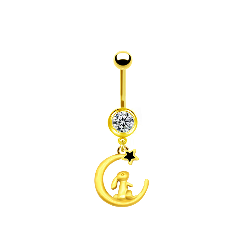 1 Piece Belly Rings Sweet Pastoral Water Droplets Rose Flower Stainless Steel Alloy Inlay Acrylic Rhinestones Glass White Gold Plated Gold Plated display picture 5